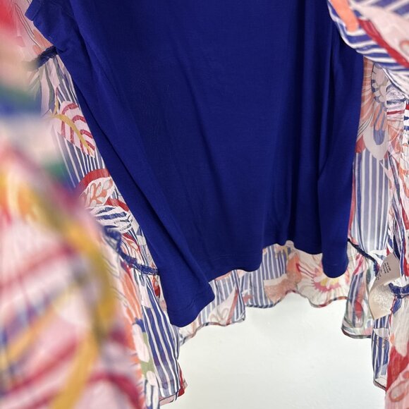 Soft Surroundings Women's Plus 1X Chiffon Tunic + Tank Embroidered Blue Multi Fl - Picture 3 of 12